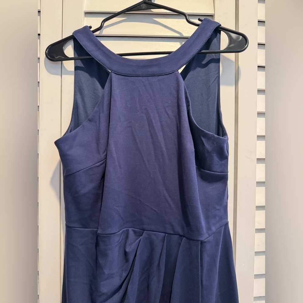 NWT Grace Karin Navy Blue Faux Wrap Midi Dress Size Large - Picture 3 of 6